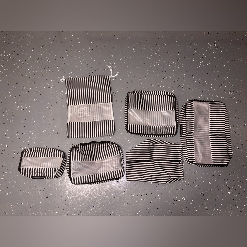 French Connection Black and White Striped Garment Bags
